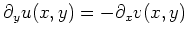 $\partial_{y}u(x,y)=-\partial_{x}v(x,y)$