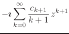 $\displaystyle -\mbox{\boldmath$\imath$}
\sum_{k=0}^{\infty}
\frac{c_{k+1}}{k+1}\,
z^{k+1}$