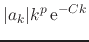 $\displaystyle \vert a_{k}\vert k^{p}\,{\rm e}^{-Ck}$