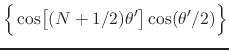 $\displaystyle \left\{
\rule{0em}{2.5ex}
\cos\!\left[\rule{0em}{2ex}(N+1/2)\theta'\right]
\cos(\theta'/2)
\right\}$