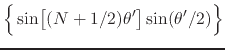 $\displaystyle \left\{
\rule{0em}{2.5ex}
\sin\!\left[\rule{0em}{2ex}(N+1/2)\theta'\right]
\sin(\theta'/2)
\right\}$