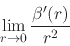 \begin{displaymath}
\lim_{r\to 0}\frac{\beta'(r)}{r^{2}}
\end{displaymath}