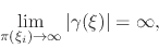 \begin{displaymath}
\lim_{\pi(\xi_{i})\to\infty}
\vert\gamma(\xi)\vert
=
\infty,
\end{displaymath}