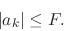 \begin{displaymath}
\vert a_{k}\vert
\leq
F.
\end{displaymath}