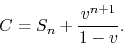 \begin{displaymath}
C
=
S_{n}
+
\frac{v^{n+1}}{1-v}.
\end{displaymath}